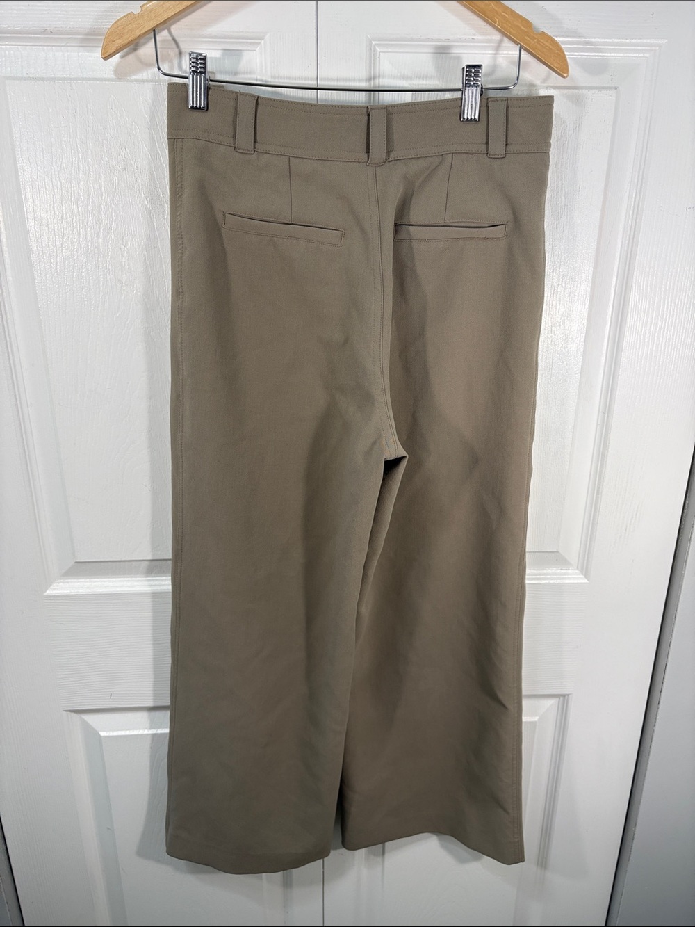Zara Khaki Wide Leg Cropped Pants Women’s Business Casual Trouser - Picture 4 of 8